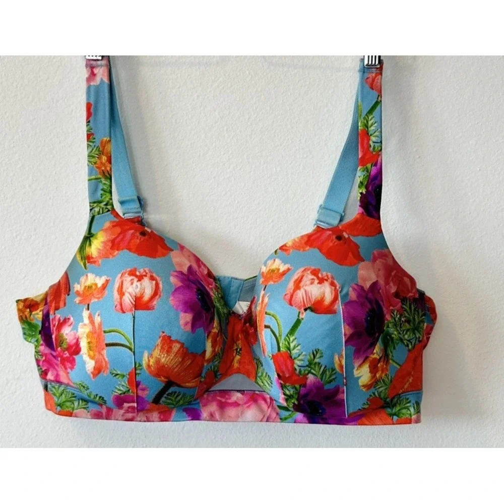 Cacique Lane Bryant Lightly Lined Balconette Bra 42DDD Floral